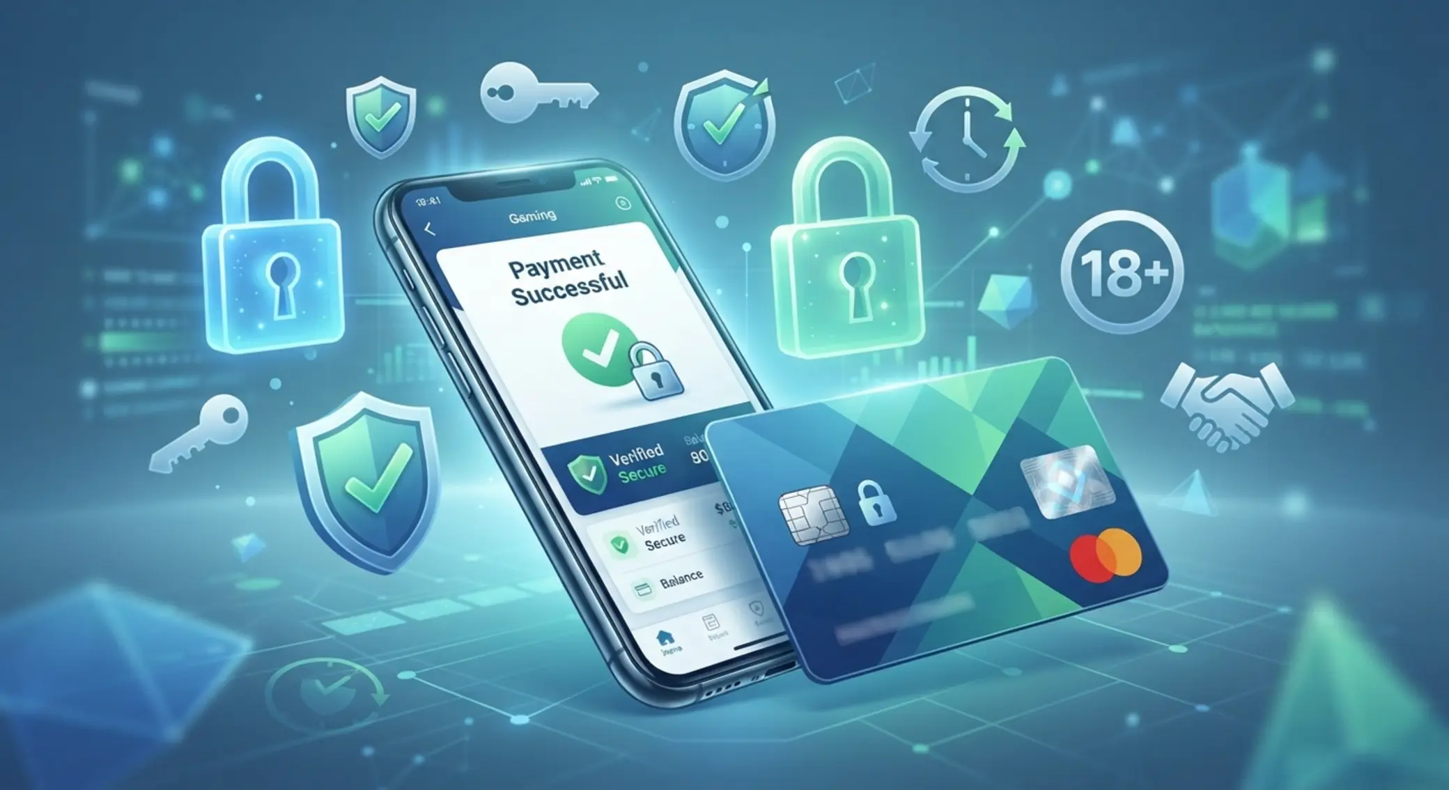 Sécurité et jeu responsable avec Paysafecard Illustration sécurité avec carte prépayée et rappel de jeu responsable