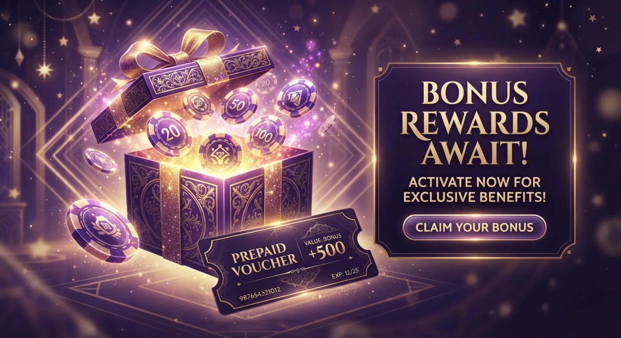 Bonus accessibles avec un petit dépÎt Illustration abstraite de bonus avec cadeaux et jetons