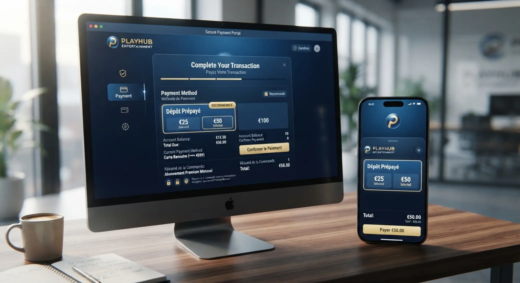 Interface de dépôt en ligne avec option prépayée mise en avant
