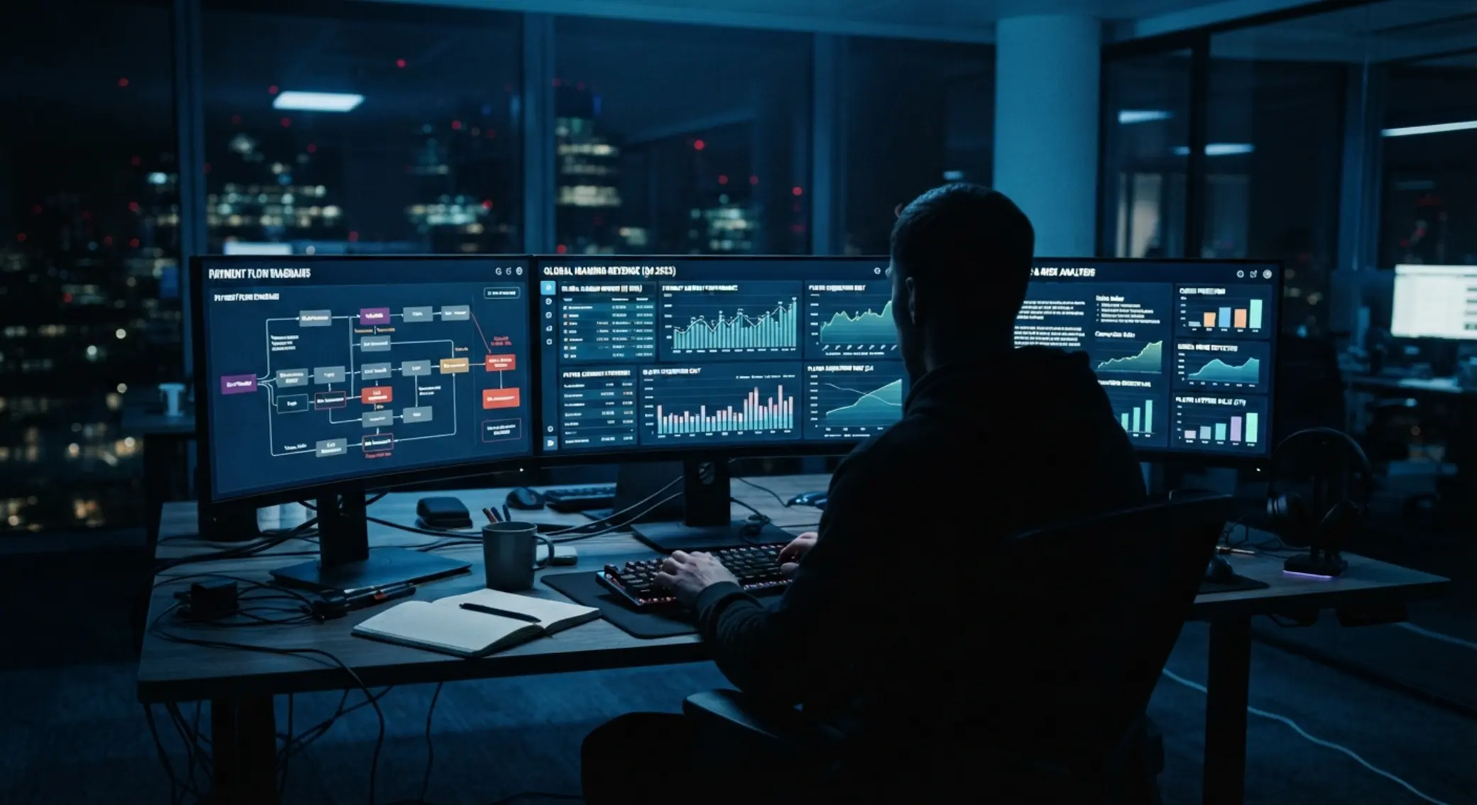 Silhouette d’un expert analysant des moyens de paiement en ligne