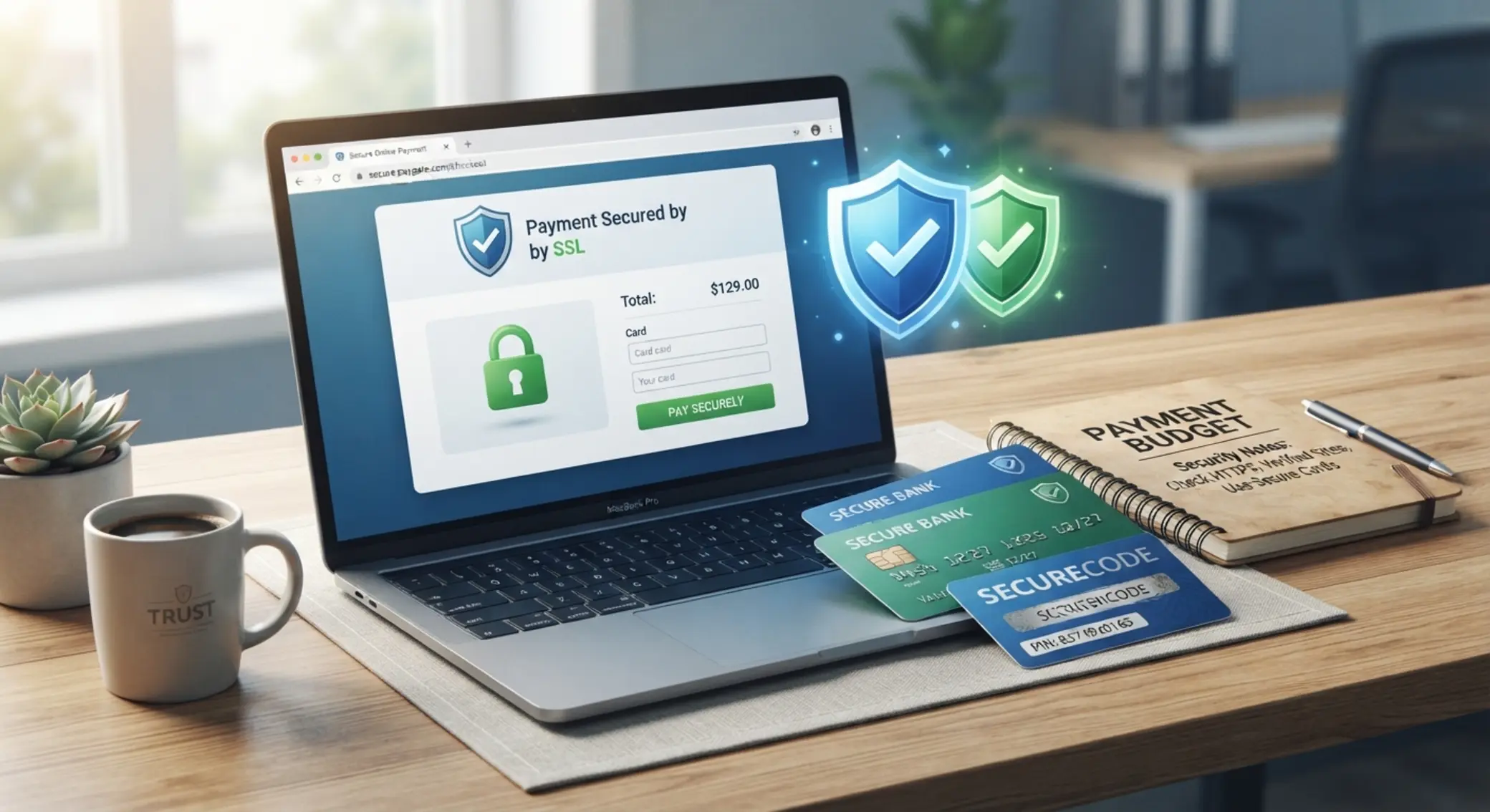 Sécurité et jeu responsable avec les moyens de paiement Illustration sécurité, confidentialité et budget pour paiements en ligne