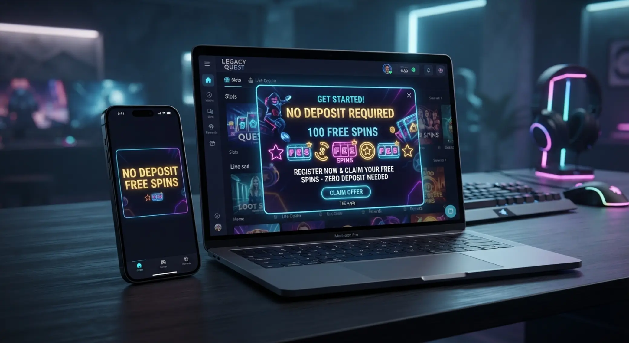 Fonctionnement d’un bonus sans dépôt Interface de jeu en ligne avec offre sans dépôt et tours gratuits