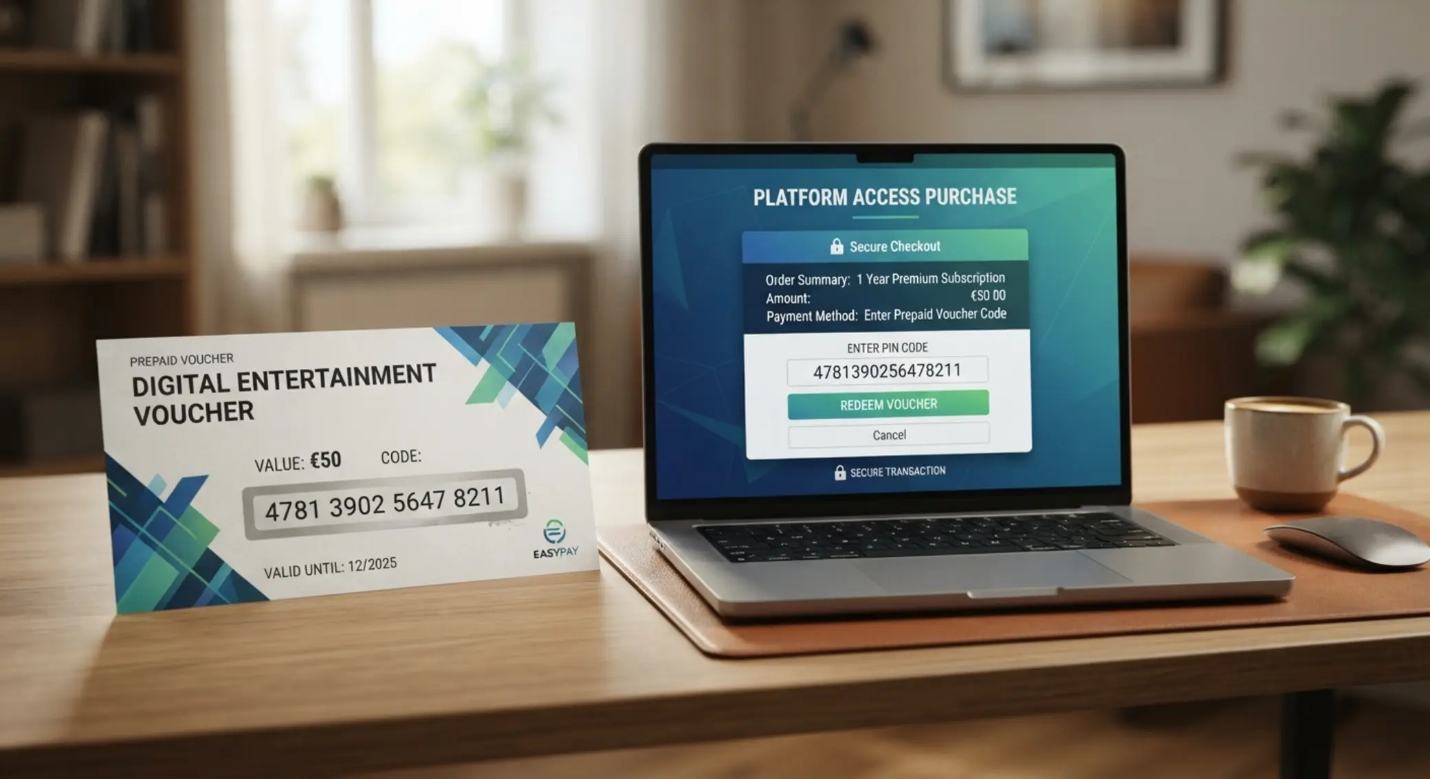 Bon paysafecard et interface de paiement Bon prépayé et écran de paiement en ligne